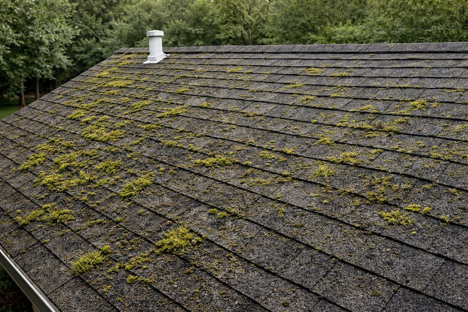 Mossy roof before treatment
